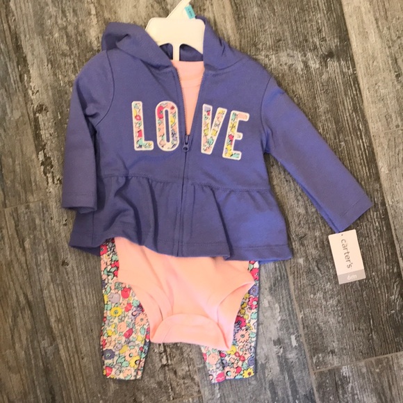 Carter's Other - 3 piece baby girl outfit with zip up hoodie